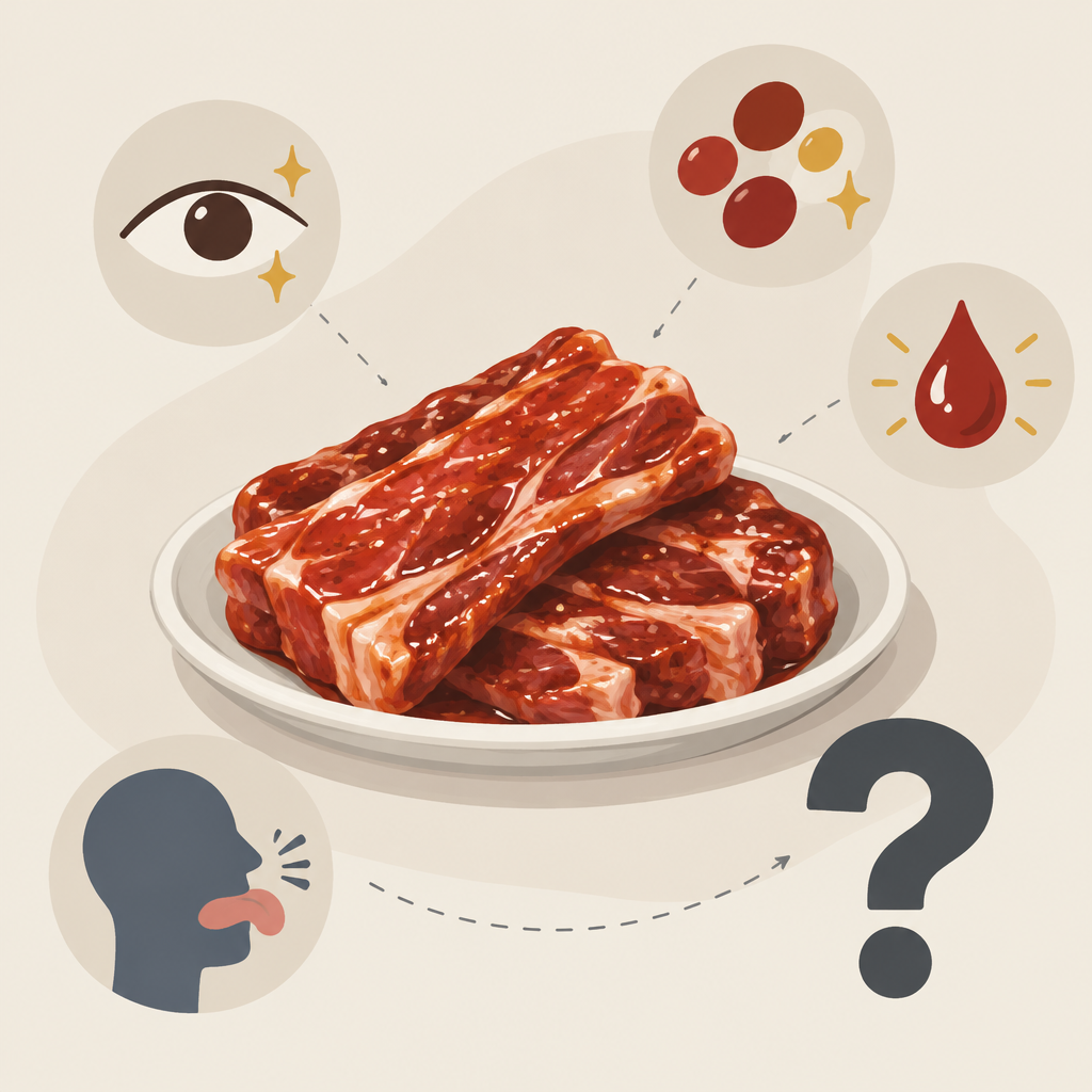 AI 생성 설명 이미지: 안산일동맛집 유니드정육식당 | 양념갈비의 색과 윤기만으로 맛을 단정하기 어려운 이유