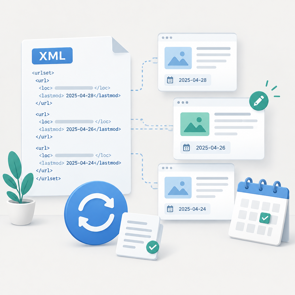 AI 생성 설명 이미지: GEO 세팅 해주는곳 AI SGAEO | XML 사이트맵의 lastmod 갱신 기준 체크리스트